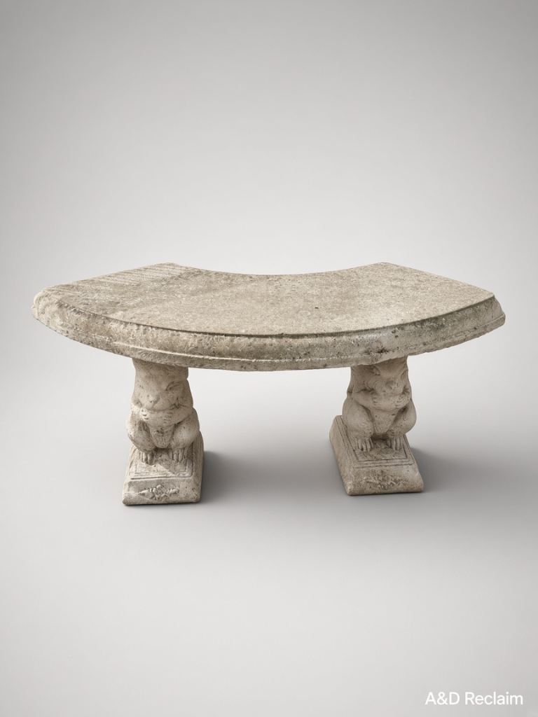 Reclaimed Curved Concrete Garden Bench