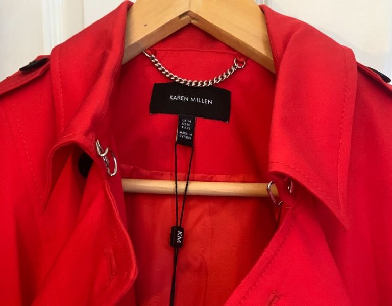 Karen Millen ’Signature’ Red Trench Coat💗Size 12-14💗Excellent💗