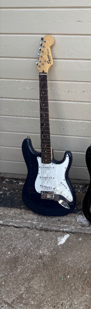 Fender Squier Stratocaster Electric Guitar - Black and white Good Condition