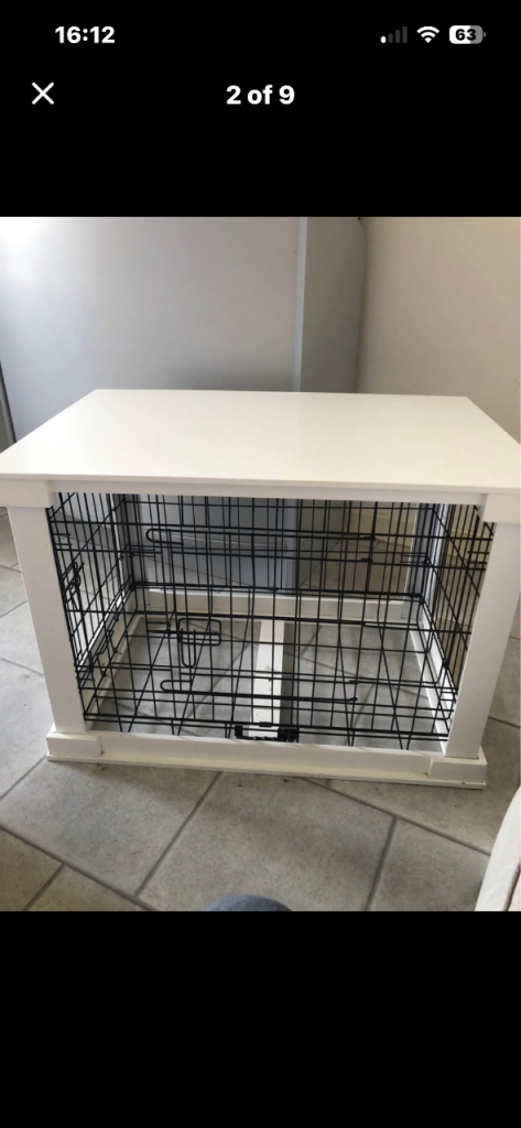 Large dog crate integrated into table 