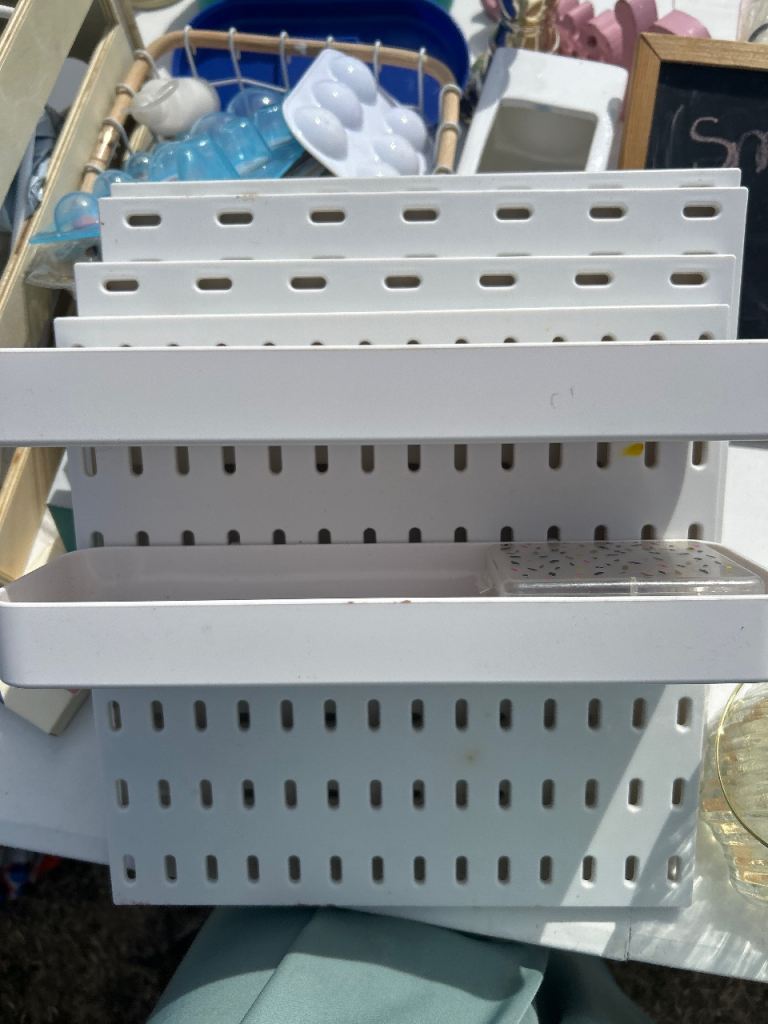 White Pegboard Shelving Set – Good Condition