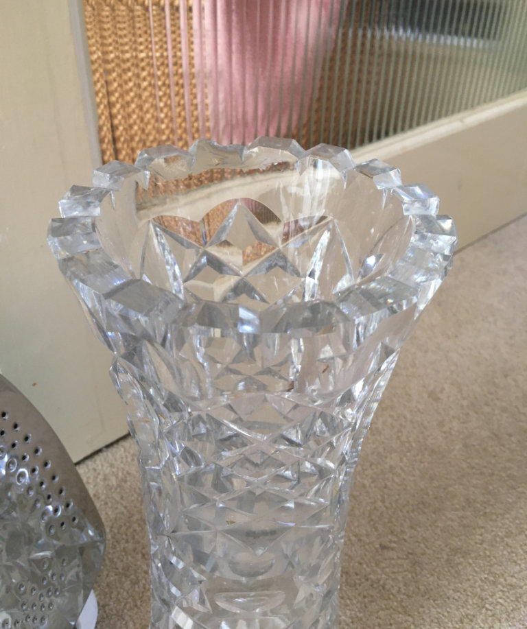 Thick Heavy Solid Crystal tall Vase