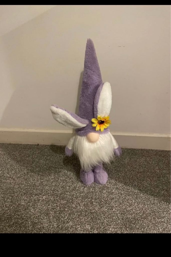 Cute Purple Gnome Easter Bunny Decoration
