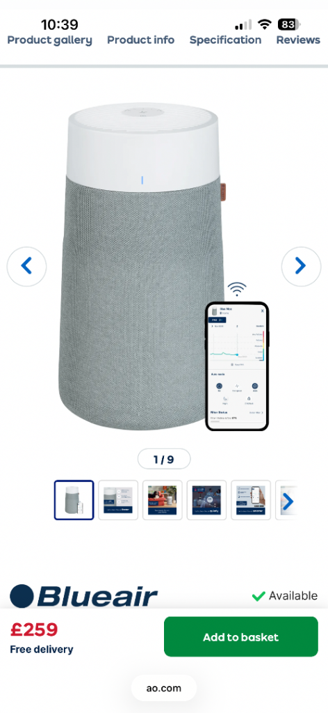 CAN HAND DELIVER, BRAND NEW SEALED Blueair Blue Max 3450i Air Purifier - White FIXED PRICE