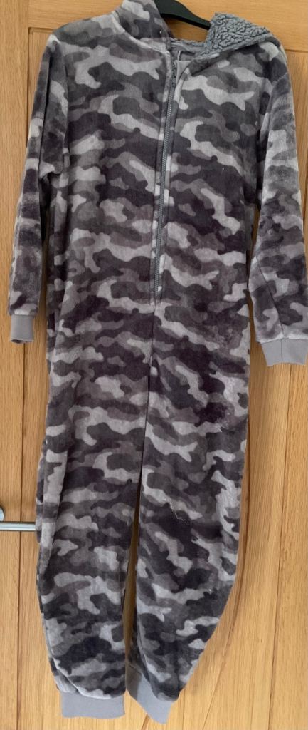 Jumpsuit/Pyjamas Camouflage Charcoal Fleece - Age 11-12