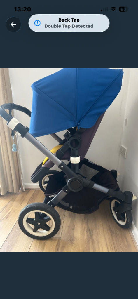 Bugaboo Buffalo Pushchair with Blue Hood – Good Condition, Multicoloured Fabric