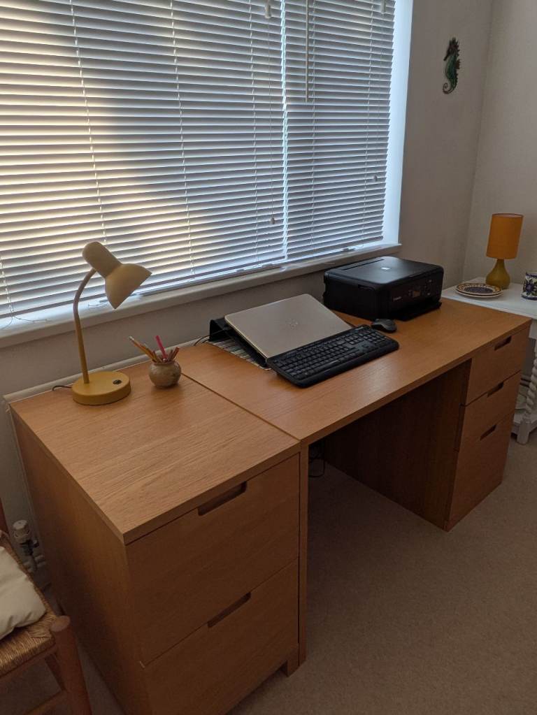 John Lewis desk and filing cabinet.  FSC certified oak veneer