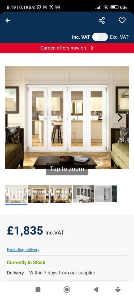 Wickes White Bi-Fold Room Divider Doors - New