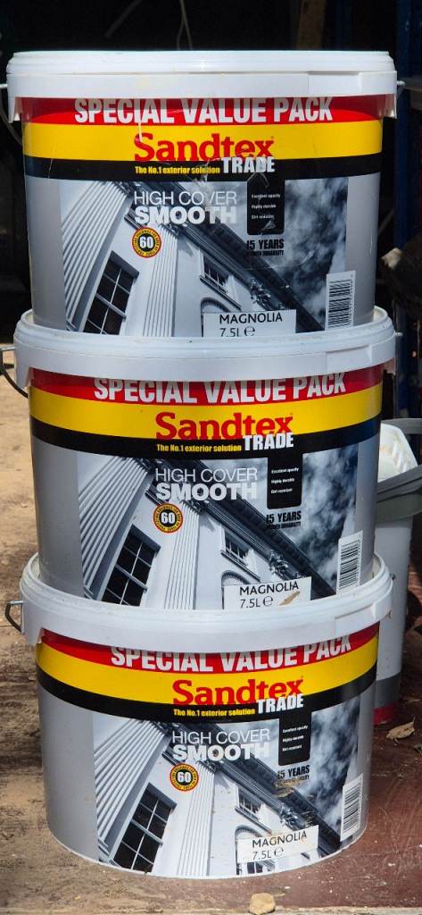 Sandtex Trade Exterior Magnolia Paint 3 x 7.5Ltr