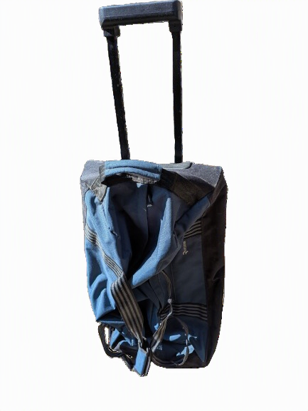 Blue Wheeled Holdall Bag – several small moth holes, otherwise Good - Free to collect