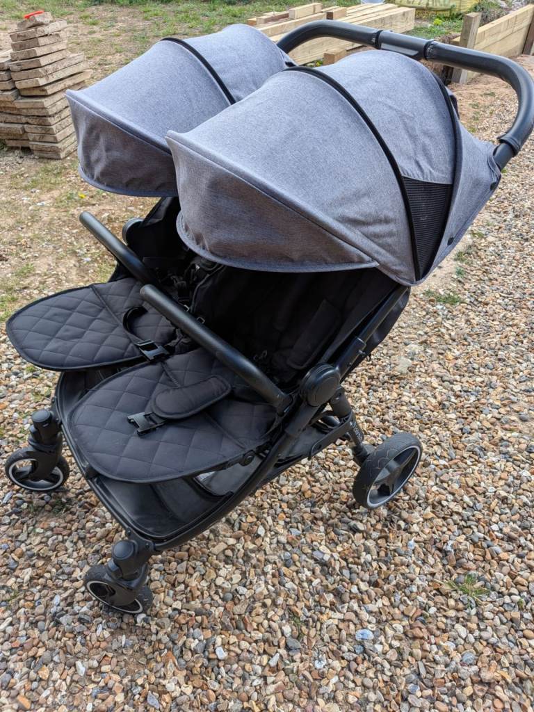 Ickle Bubba Double Stroller Twin Buggy – Lightweight Foldable Side by Side Pram