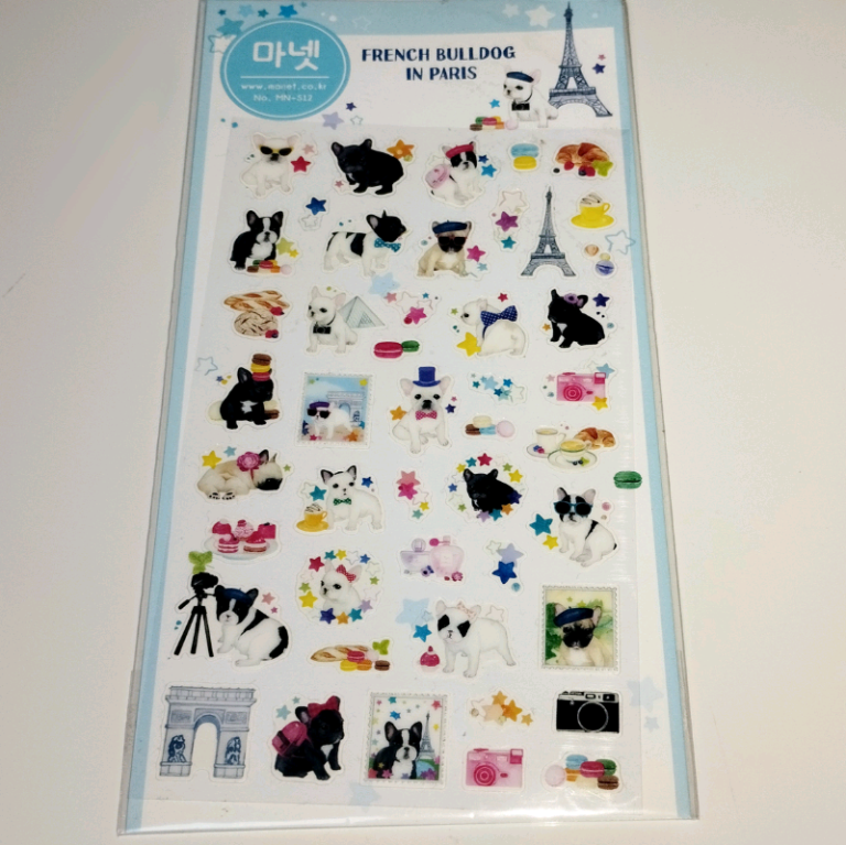 Unique Korean Stickers: French Bulldog In Paris