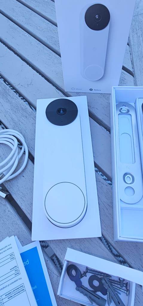 Google Nest Doorbell Video Battery Wi‑Fi White 145° with USB & Mount Kit