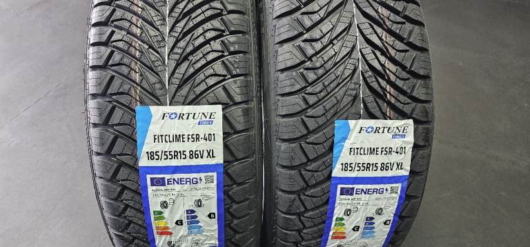185 55 15   2 x NEW!! tyres Fortune FitClime All Season
