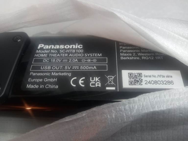 Panasonic SC-HTB100 Home Theater Audio System Soundbar - New