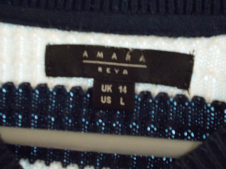 Blue and White Striped Cropped Jumper