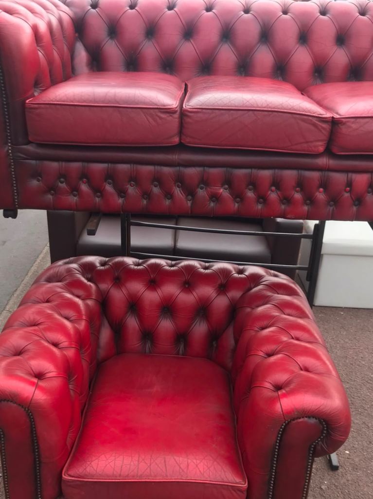 Chesterfield sofa and armchair