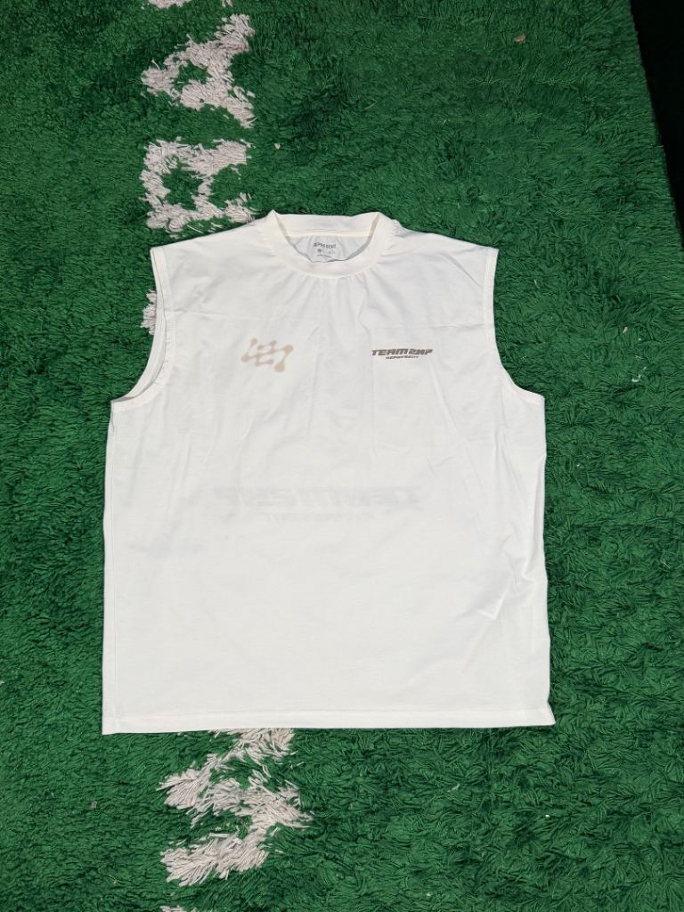 White cream represent running vest team 247 hyrox gym top t-shirt tank Size large