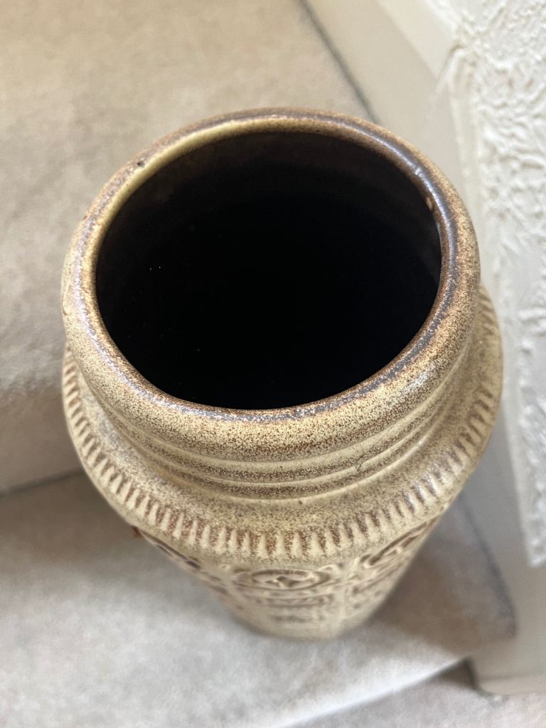 Scheurich Vintage Large Ceramic Floor Vase - Beige Patterned
