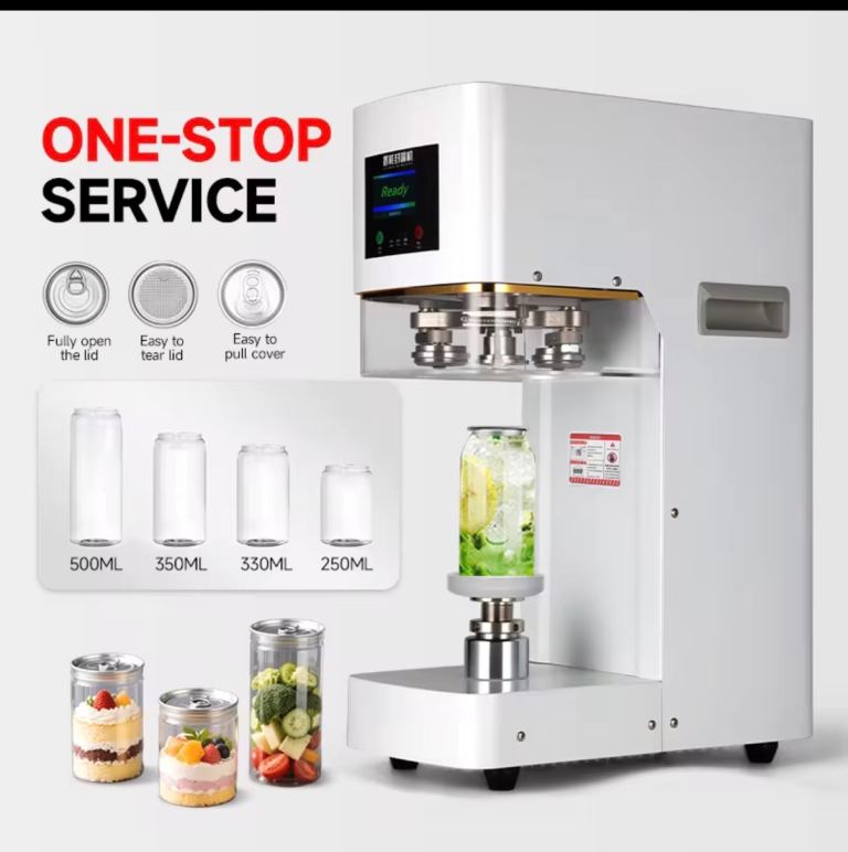 Can sealing machine with 400 cans and lids