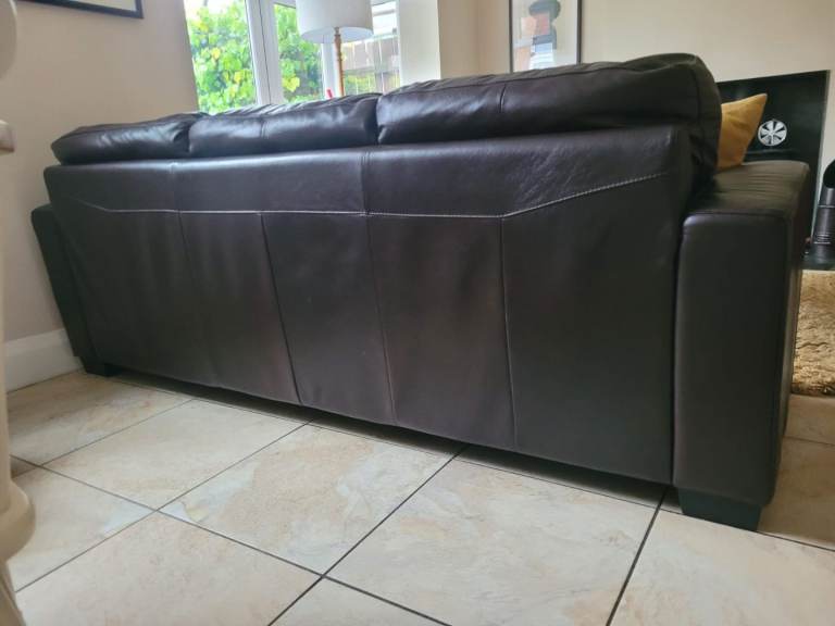 Free 3 seater brown leather sofa 
