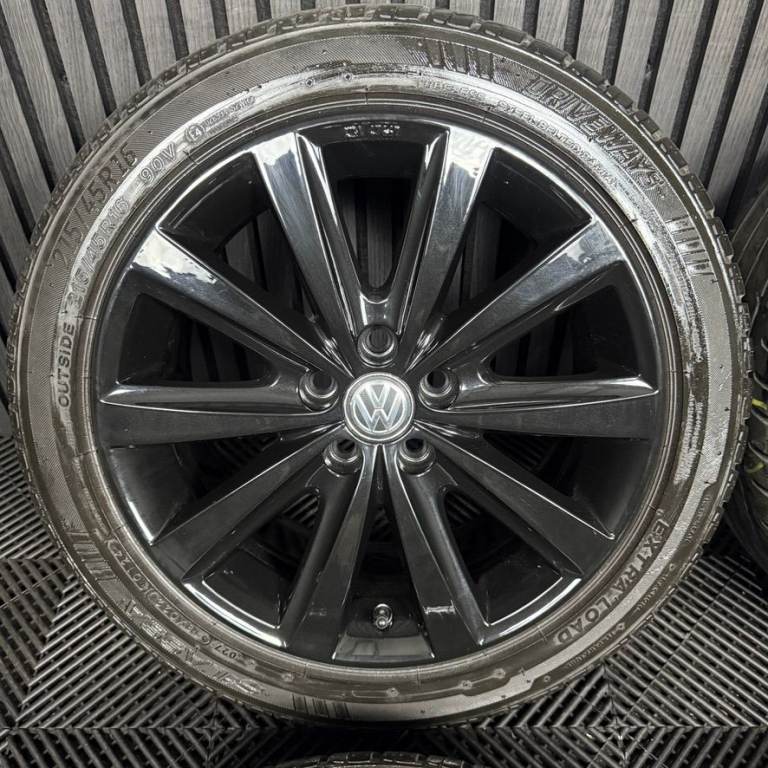 16" GENUINE VW POLO 6R MK5 BLACK SYENIT ALLOY WHEELS ALLOYS TYRES