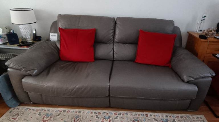Grey leather sofa 