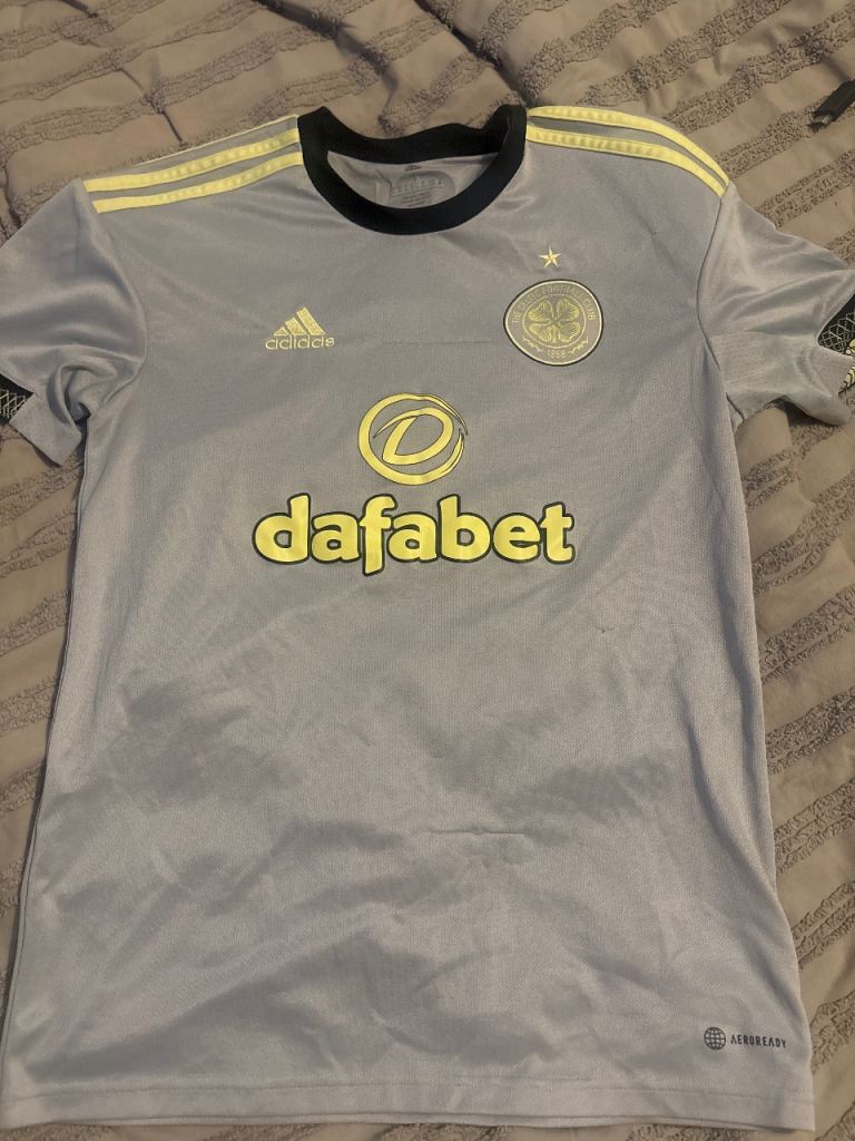 Adidas Celtic FC Away Shirt - Grey with Yellow Details, Good Condition