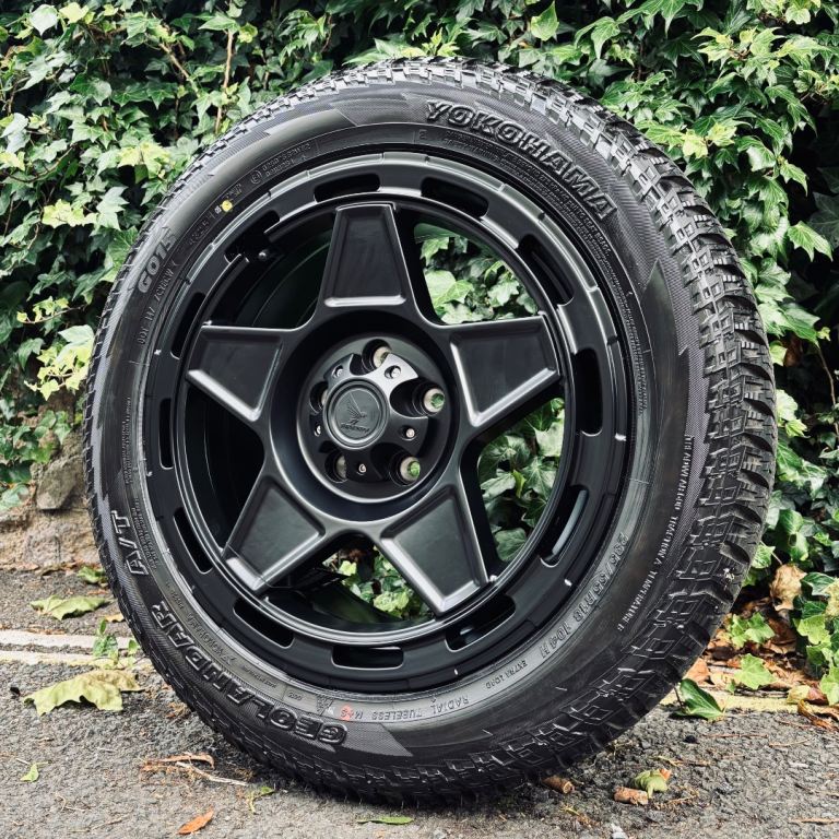 18” 5x160 Load Rated Swamper Alloys New Black Wheels Ford Transit Custom All Terrain Tyres