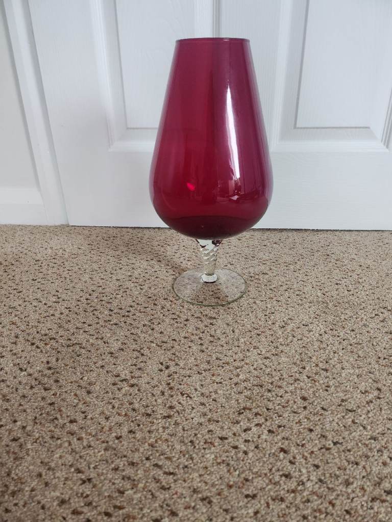 Large Glass Ruby Red Vase