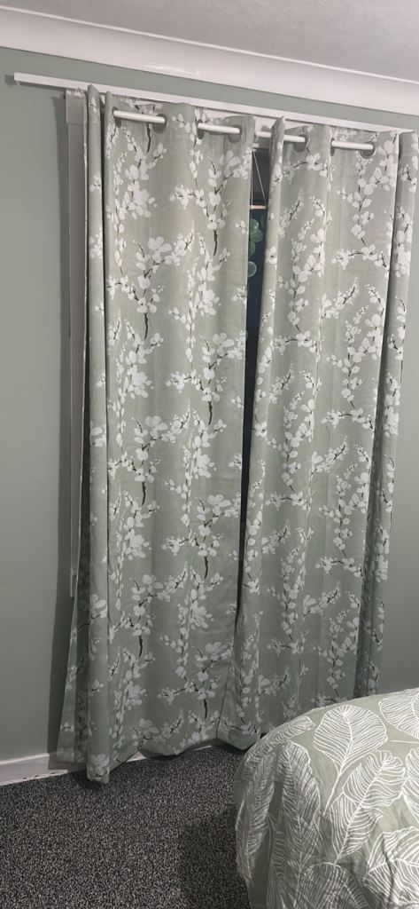 black out thick thermal great quality sage green floral curtains 