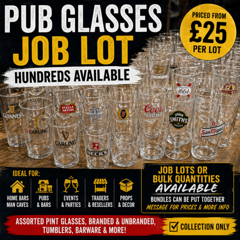Pub Glasses Job Lot – Branded Bar Glassware From £25