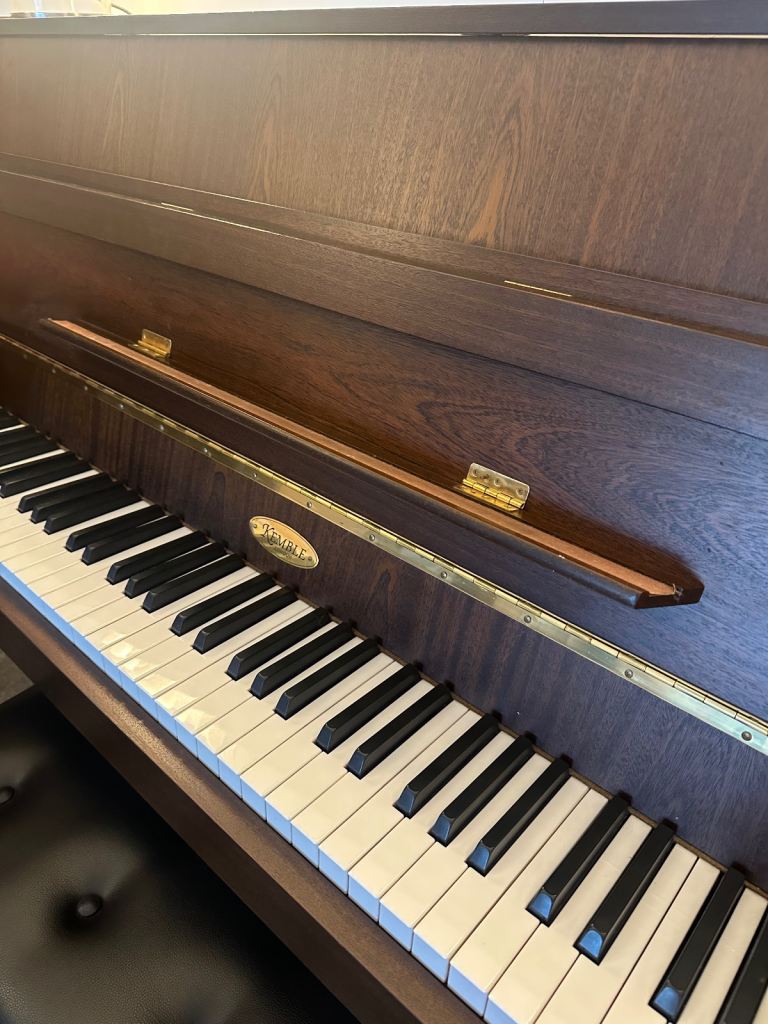 REDUCED - Stunning KEMBLE CLASSIC Satin Mahogany Upright Piano and Hinged Piano Stool - Like New