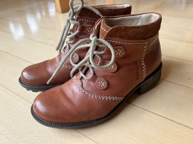 LADIES SHOES BY JOSEF SEIBEL, BROWN LEATHER ANKLE BOOTS, UK 3, EU 36