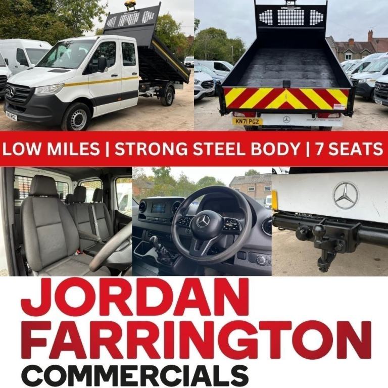 2021 71 reg MERCEDES BENZ SPRINTER 314 RWD STEEL BODY DOUBLE / CREW CAB TIPPER