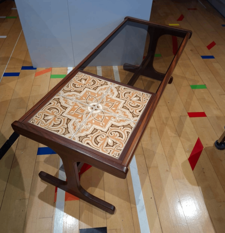 G plan tiled, smoked glass and teak coffee table