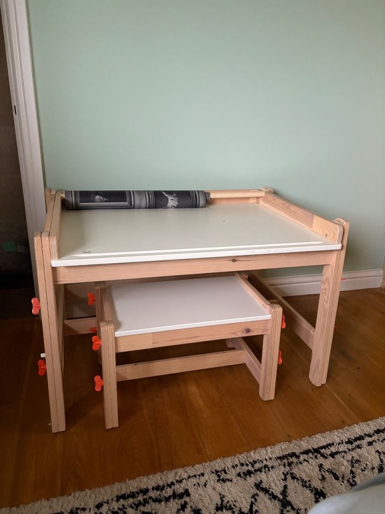IKEA Desk and stool and paper roll