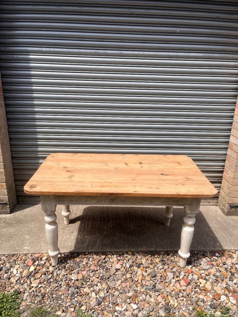 Vintage Pine Farmhouse Dining Table Rustic Country Kitchen Furniture