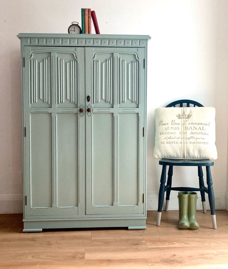 Pretty Antique Small Hand Painted Children’s Wardrobe With Shelves FREE DELIVERY