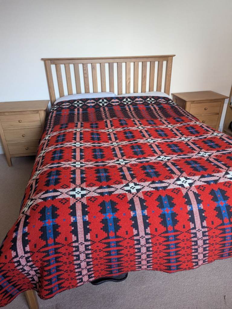 Vintage 100% Welsh Wool Reversible Tapestry Blanket Large 200 x 259cm