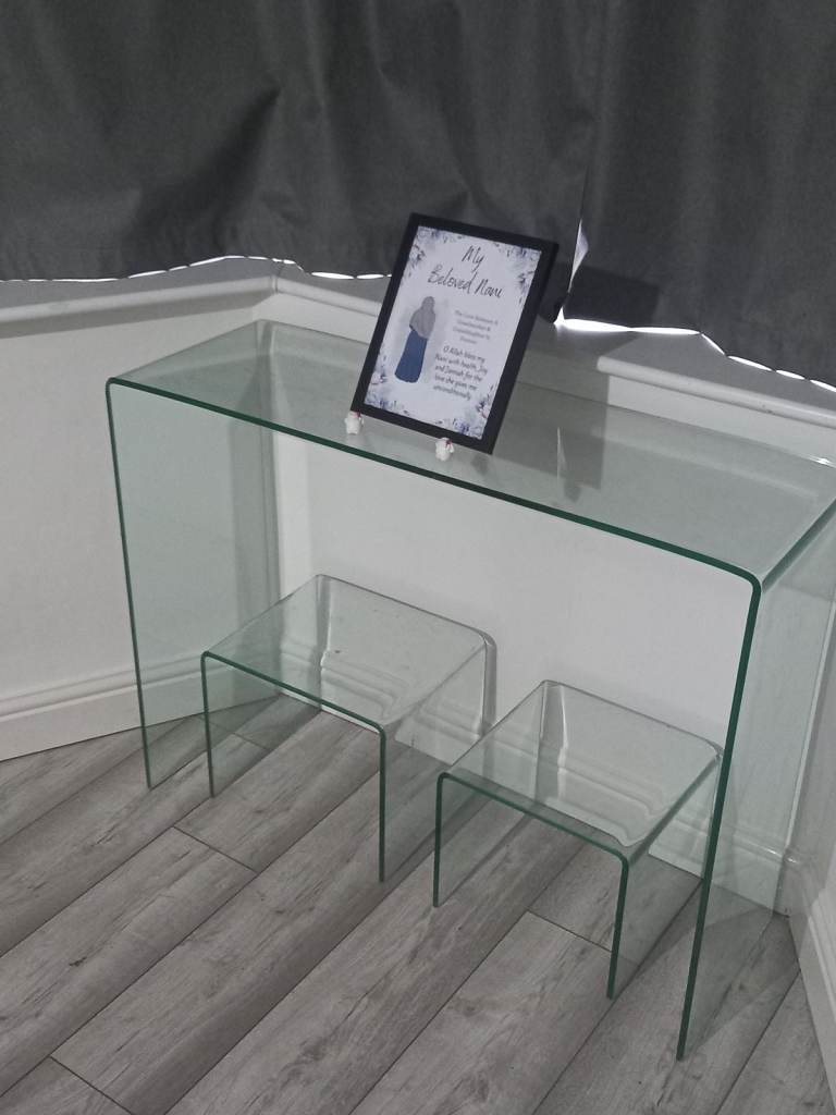 Glass side table and 2 nest tables