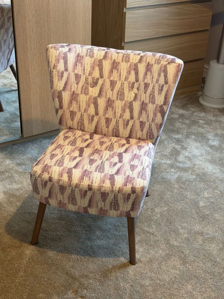 Purple Patterned Fabric Occasional Chair - Good Condition