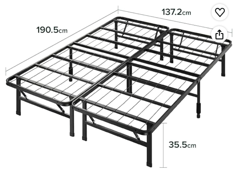 Folding bedframe - Zinus Shawn SmartBase Folding Guest Bed Frame Double (135 x 190 cm)