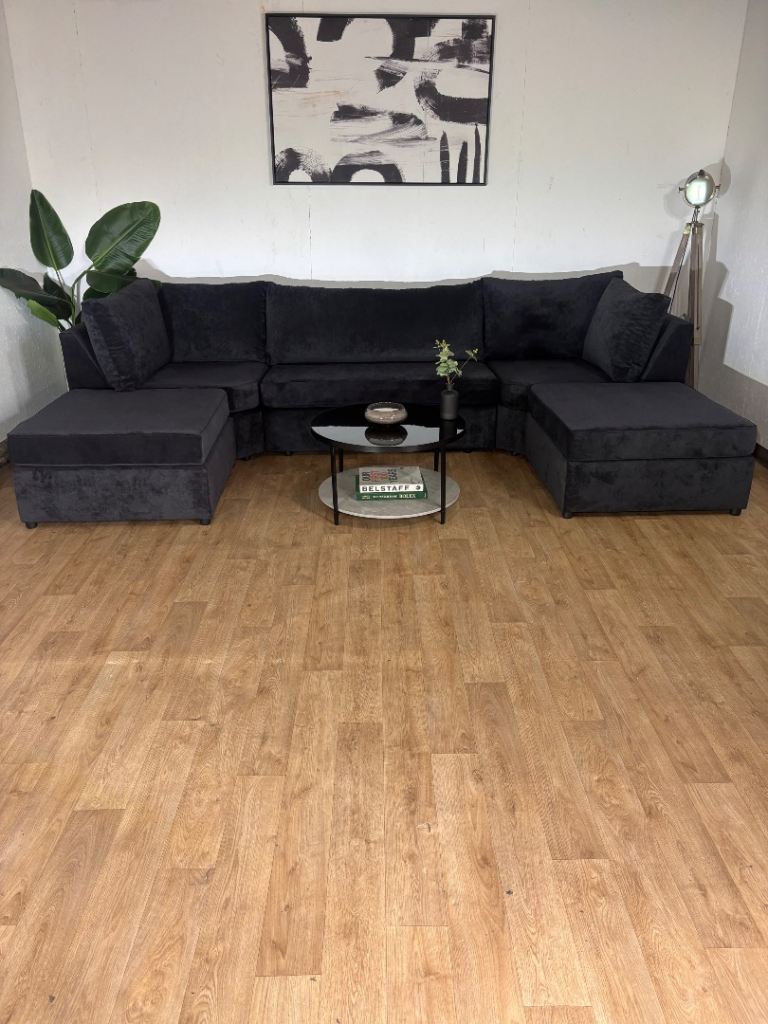 Large Black U Shape Sofa £600 FREE DELIVERY!