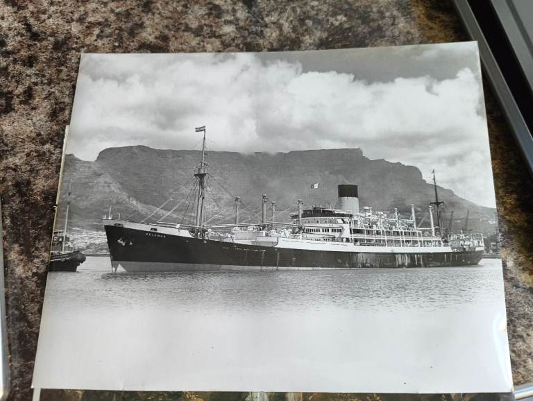 Vintage 1950 black and white photography SS Helenus ship 