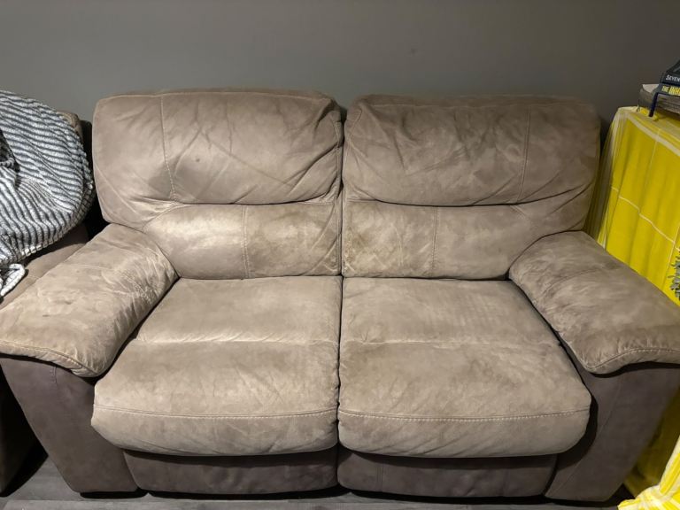 Brown Fabric Recliner Sofas – Two and Three Seater Set