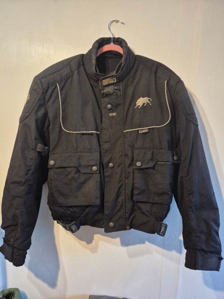Buffalo Motorcycle Jacket Mens Small Black Armoured Cordura Touring CE Armour 