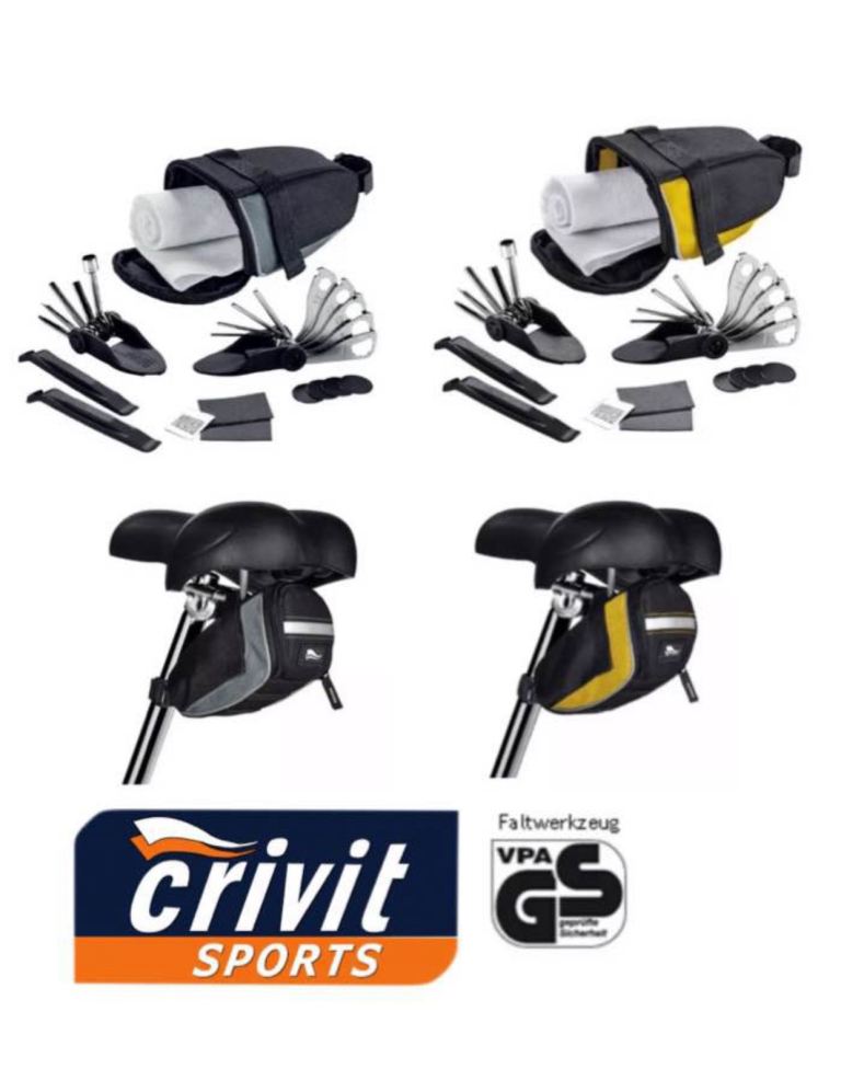Brand New CRIVIT BICYCLE TOOL KIT WITH VERSATILE FOLDING TOOLS AND TUBE REPAIR KIT