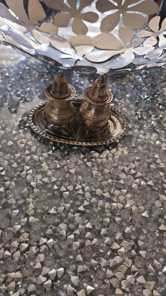 Vintage Old Antique Brass decorative presenting salt & pepper pots pair Including tray With No Box