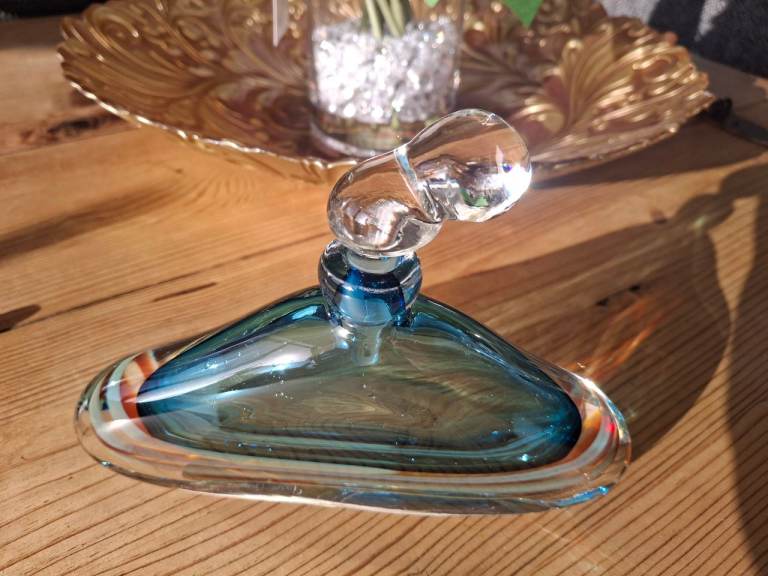 Jane Charles Signed Glass Perfume Bottle - Multicoloured Decorative Figurine